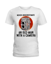 Photo never underestimate an old man Ladies T-Shirt tile