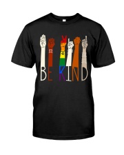 lgbt sign language be kind skin color Premium Fit Mens Tee tile