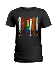 lgbt sign language be kind skin color Ladies T-Shirt tile