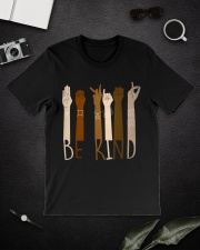 black sign language be kind Classic T-Shirt lifestyle-mens-crewneck-front-16