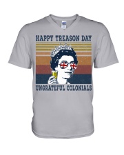 Independence Day Elizabeth II happy treason day V-Neck T-Shirt tile