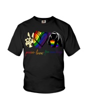 lgbt peace love fre mom hug Youth T-Shirt tile
