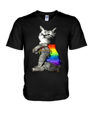 Cat Tattoo Purride LGBT V-Neck T-Shirt tile