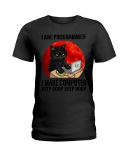 programmer cat make computer beep boop lqt cva 2 Ladies T-Shirt tile