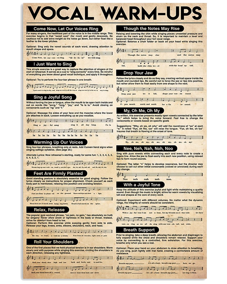 Vocal Warm Ups 11x17 Poster