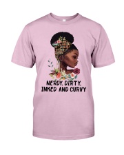 black girl reading tattoo nerdy dirty Classic T-Shirt front