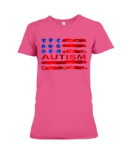 Autism American flag Premium Fit Ladies Tee tile
