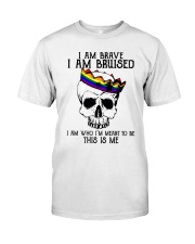 lgbt skull I am brave Classic T-Shirt front