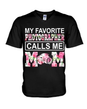 my favorite photographer calls me mom V-Neck T-Shirt tile