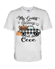 Blessings call me Cece pumpkin truck V-Neck T-Shirt tile