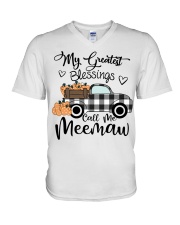 Blessings Call me Meemaw pumpkin truck V-Neck T-Shirt tile