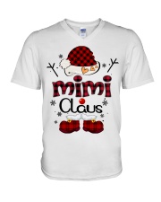 mimi claus red plaid V-Neck T-Shirt tile