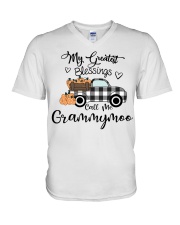 blessings call me Grammymoo pumpkin truck V-Neck T-Shirt tile