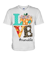 love nana life pumpkin V-Neck T-Shirt tile