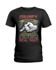 grumpy knows everything real fast Ladies T-Shirt tile