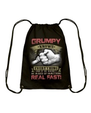 grumpy knows everything real fast Drawstring Bag tile