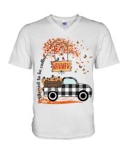 Blessed mawmaw Fall Truck V-Neck T-Shirt tile