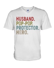 Husband Pop-Pop Protector V-Neck T-Shirt tile