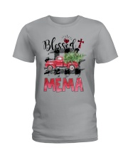 Blessed mema car color christmas w Ladies T-Shirt tile