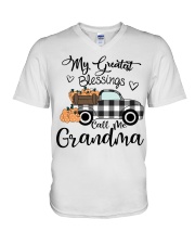 Blessings Call me Grandma pumpkin truck V-Neck T-Shirt tile