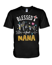 Blessed Mom and nana V-Neck T-Shirt tile