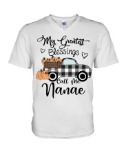 Blessings Call me Nanae pumpkin truck V-Neck T-Shirt tile