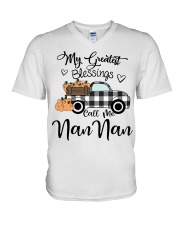 Blessings Call me NanNan pumpkin truck V-Neck T-Shirt tile
