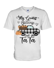 Blessings Call me Tata pumpkin truck V-Neck T-Shirt tile
