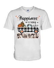 Happiness is being a Grammy Pumpkins Truck V2 V-Neck T-Shirt tile