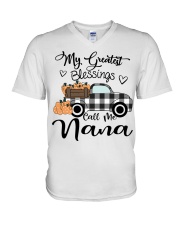 Blessings Call me Nana pumpkin truck V-Neck T-Shirt tile