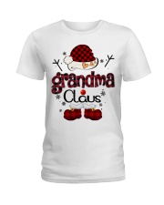 grandma claus red plaid Ladies T-Shirt tile