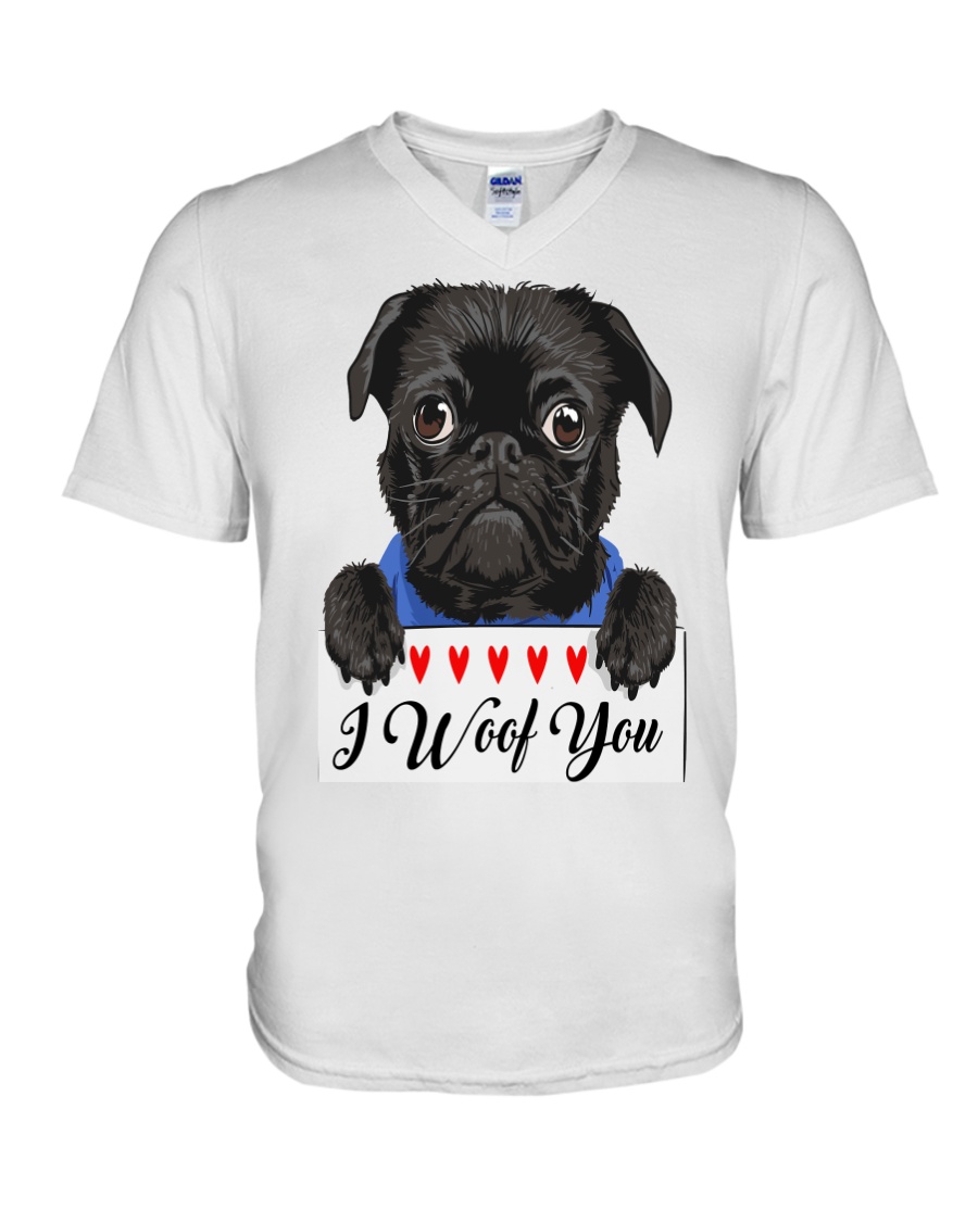 Pug I Woof You V-Neck T-Shirt
