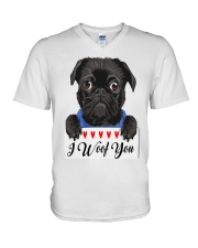 Pug I Woof You V-Neck T-Shirt tile