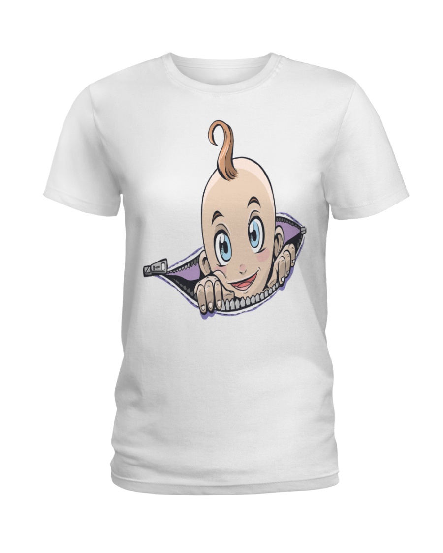 Pregnant Zipper Baby Ladies T-Shirt
