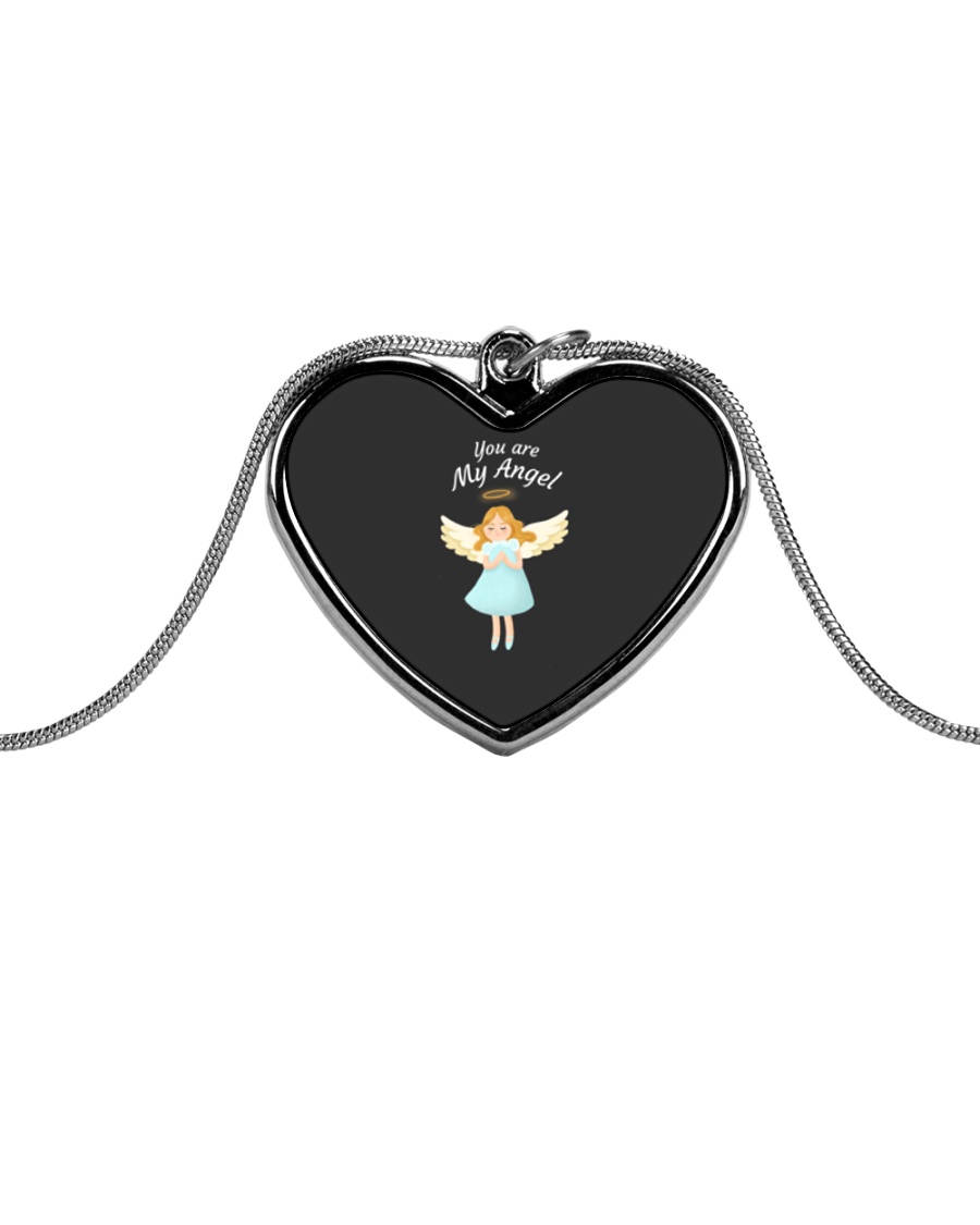 You Are My Angel Metallic Heart Necklace
