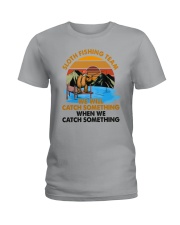 sloth fishing Ladies T-Shirt tile