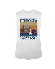 A MAN NEEDS BEER AND A SMOKER AND A DOG Sleeveless Tee tile