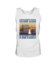 A MAN NEEDS BEER AND A SMOKER AND A DOG Unisex Tank tile