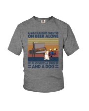 A MAN NEEDS BEER AND A SMOKER AND A DOG Youth T-Shirt tile