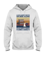A MAN NEEDS BEER AND A SMOKER AND A DOG Hooded Sweatshirt tile