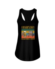 A MAN NEEDS BEER AND S SMOKER Ladies Flowy Tank tile