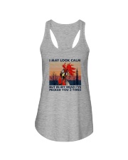 I MAY LOOK CALM CHICKEN Ladies Flowy Tank tile