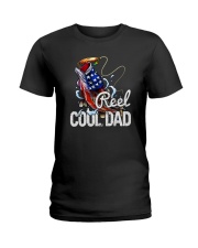 FISHING AMERICA FLAG REEL COOL DAD Ladies T-Shirt tile