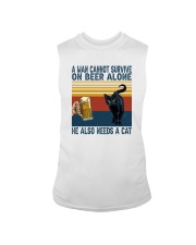 A MAN CANNOT ON BEER ALONE HE ALSO NEEDS A CAT Sleeveless Tee tile