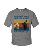 A MAN CANNOT ON BEER ALONE HE ALSO NEEDS A CAT Youth T-Shirt tile