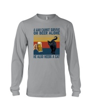 A MAN CANNOT ON BEER ALONE HE ALSO NEEDS A CAT Long Sleeve Tee tile