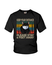 FUNNY BLACK CAT PLEASE STAY 6 FEET AWAY Youth T-Shirt thumbnail