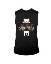 I HUG MY CAT SO I DON'T PUNCH PEOPLE IN THROAT Sleeveless Tee thumbnail