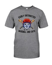 EASILY DISTRACTED BY CATS AND BASEBALL Classic T-Shirt front