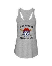 EASILY DISTRACTED BY CATS AND BASEBALL Ladies Flowy Tank thumbnail